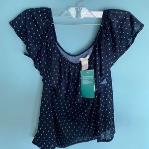 H&M blue patterned off the shoulder top